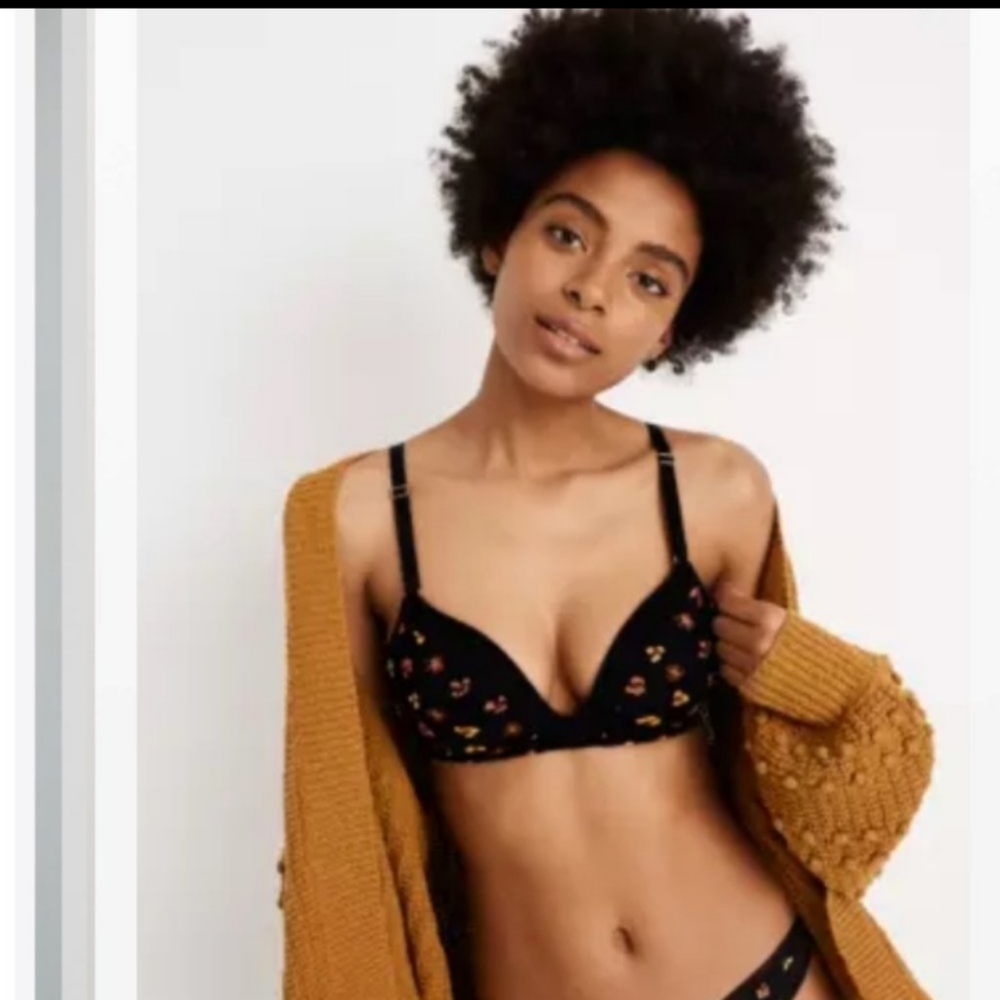 MADEWELL X LIVELY MESH TRIM / NO WIRE BRA IN FELINE FLORAL SIZE 32C